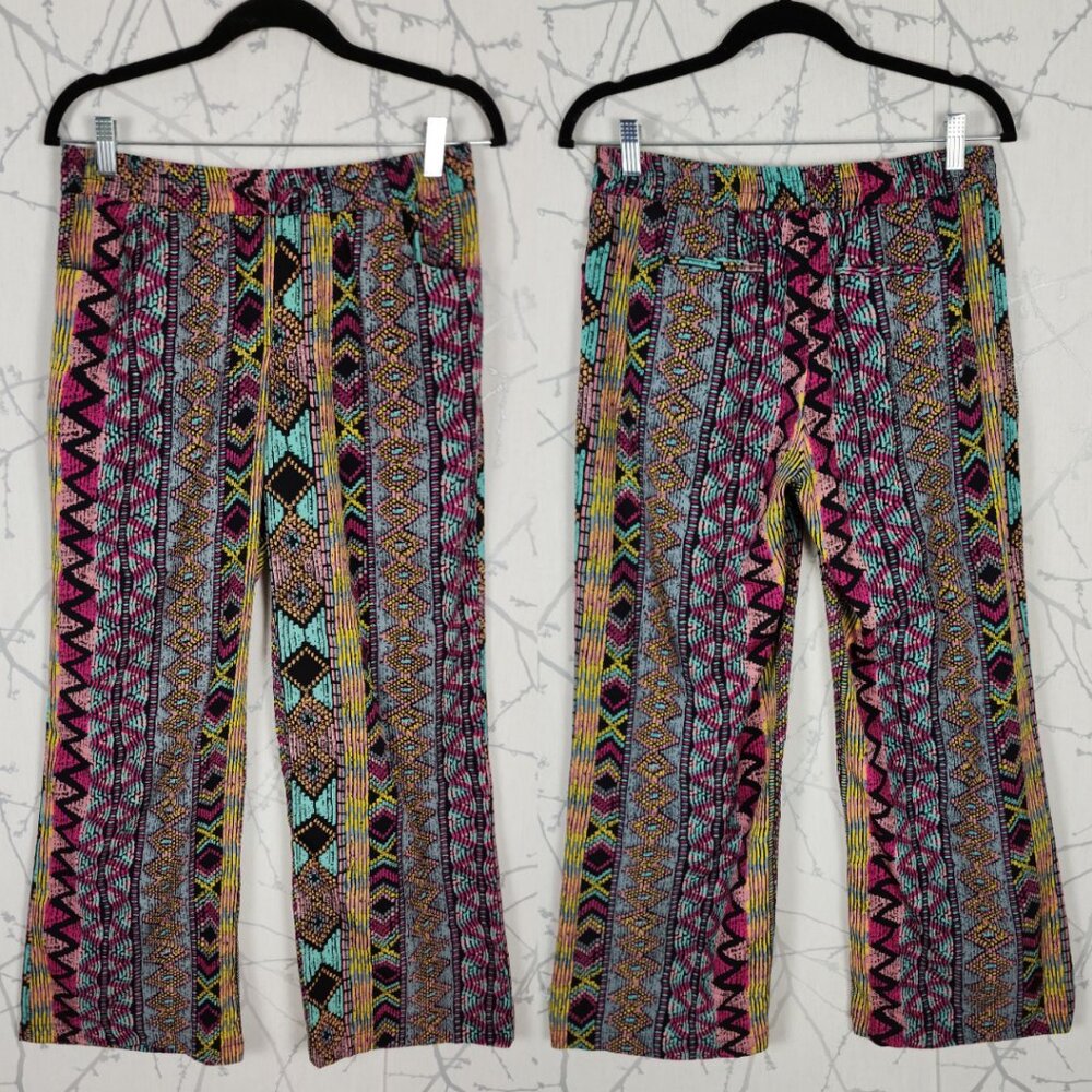 W118 Walter Baker Artsy Colorful Printed Pull On High Rise Wide Leg Pants